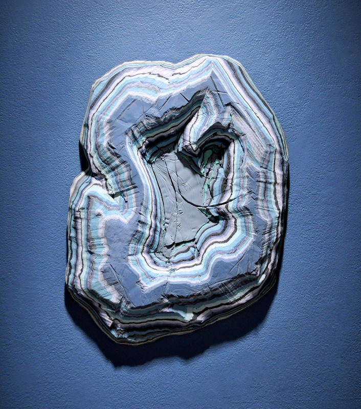 Todd Jones, Blue China, discarded and mistint house paint, 20 x 15 x 2 inches