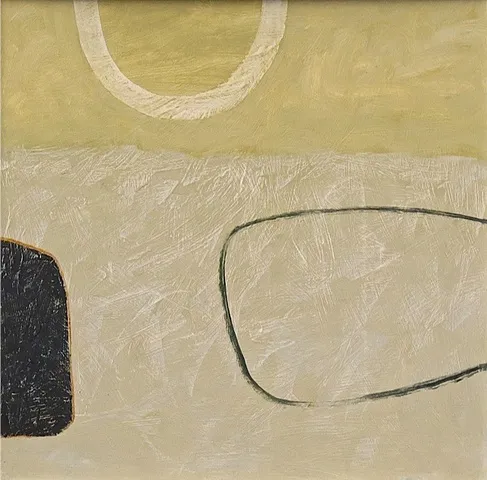 Malcolm Taylor Curved Citrine Signed Oil on Board 17 1/2 x 17 1/2 in 44.5 x 44.5 cms