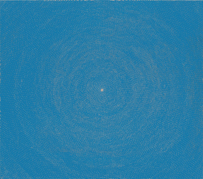 Y.Z. Kami, "Blue Dome", 2025, acrylic on linen, 63 × 72 inches (160 × 182.9 cm) / courtesy of Y.Z. Kami, photo by Owen Conway