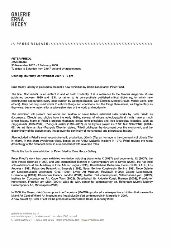 Peter Friedl, Documents