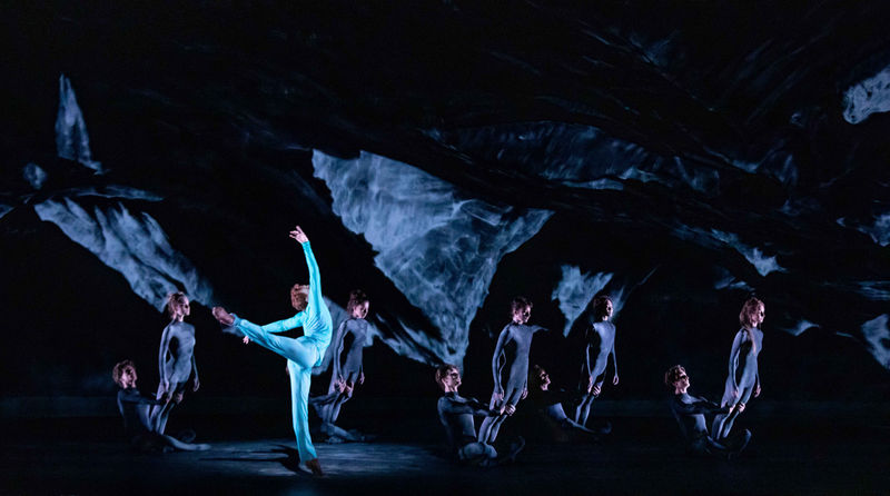 Edward Watson and artists of The Royal Ballet performing in The Dante Project (Inferno), Los Angeles Music Centre, 2019. Adès & McGregor: A Dance Collaboration. Photo: Cheryl Mann.