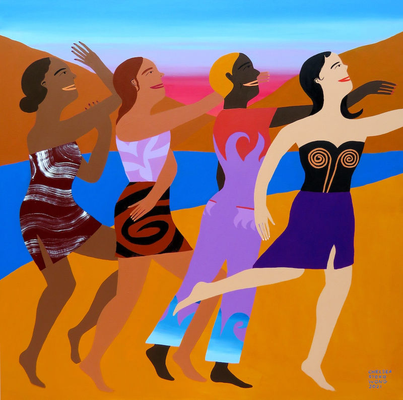 Chelsea Wong, 'The Sun's Energy' painting of four women