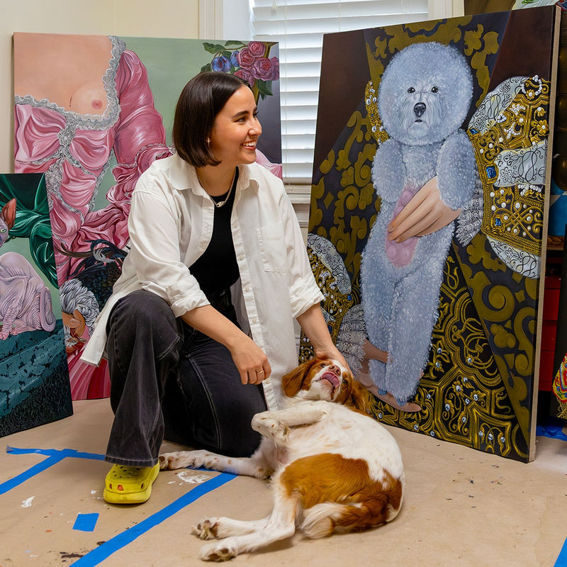 Artist Sabrina Bockler in her studio