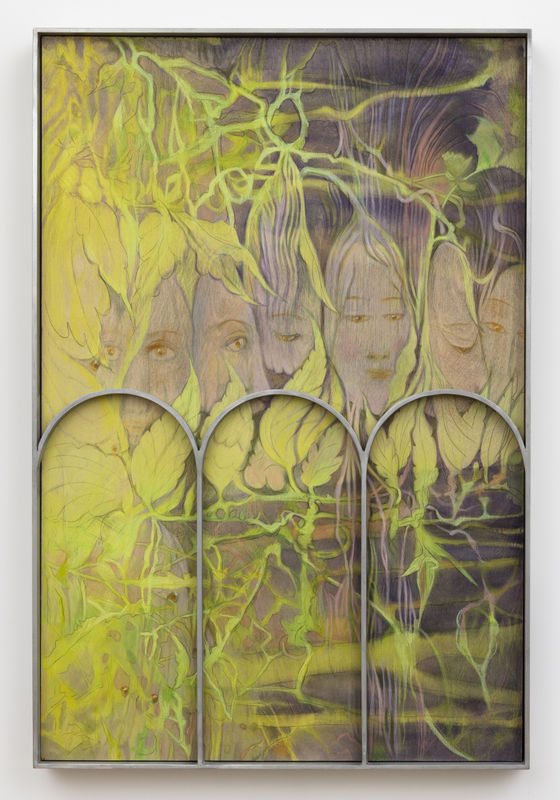 Alina Bliumis, “Solomon Flowers”, 2023, Watercolor and watercolor pencil on wood panel, artist’s aluminum frame, 36.5 x 24.5 x 2.5 inches (92 x 62 x 6 cm)