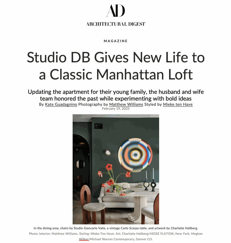 Charlotte Hallberg in Architectural Digest, 'Studio DB Gives New Life to a Classic Manhattan Loft'