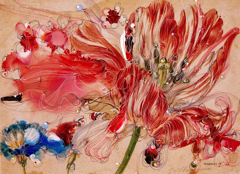 Sebastiaan Bremer painted flower reproduction titled The fleeting shadow of your voice