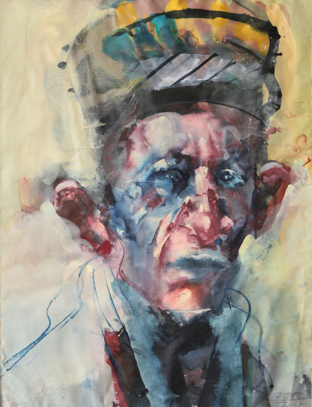 Inge H. Schmidt Afghan - Tajikistan, 2018 Ink and gouache on paper 62 x 47 cm Series: Heads