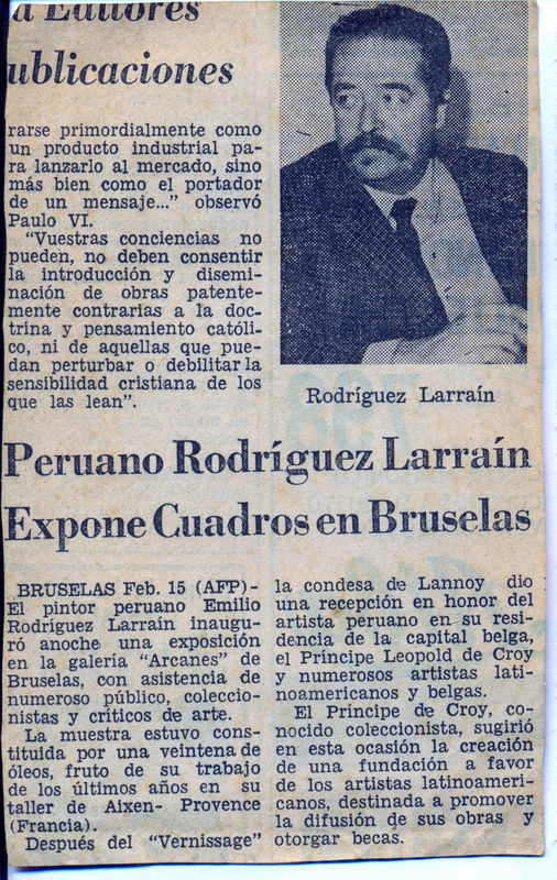 Peruano Rodríguez Larraín Expone Cuadros en Bruselas