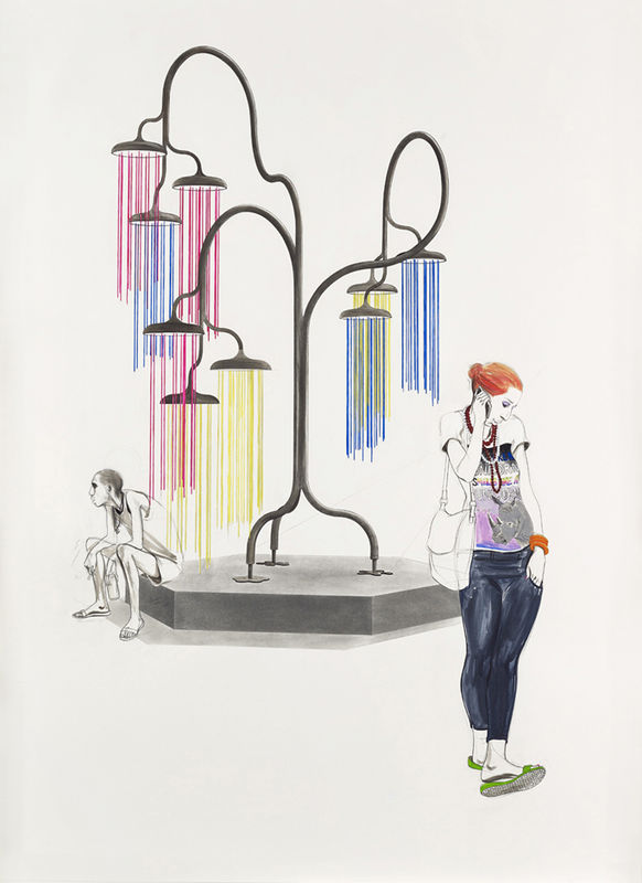 Untitled (Girl Standing in front of Tree Five), 2015 Pencil, ink, gouache on paper 114 x 83.5 cm page size 121 x 91 cm framed