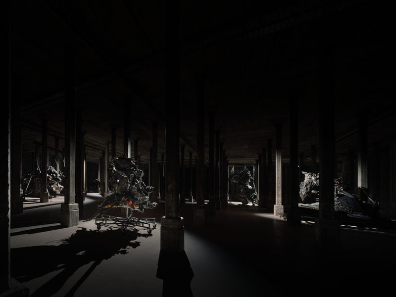 Installation views of Adrián Villar Rojas: The End of Imagination, 2022 in the Tank at the Art Gallery of New South Wales. © Adrián Villar Rojas, photo © Jörg Baumann