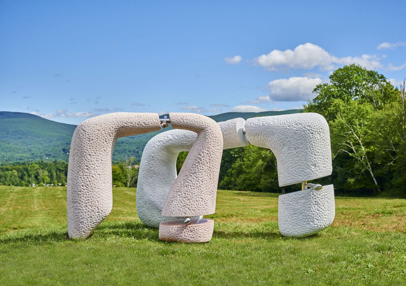 An image containing a sculpture by Nairy Baghramian depicting a knee and elbow