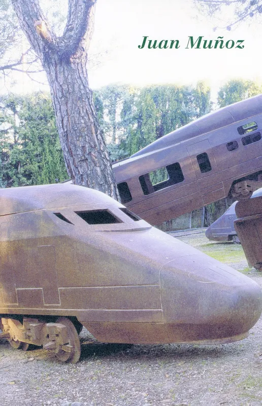 A catalog for Juan Munoz with sculptures of trains.