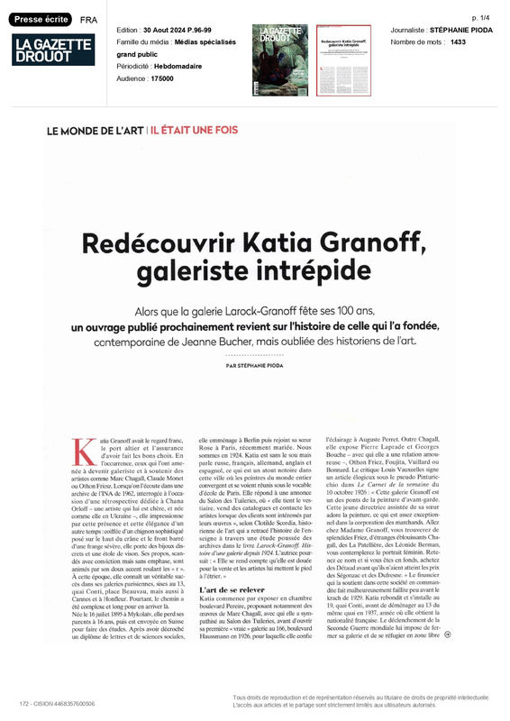 Redécouvrir Katia Granoff, galeriste intrépide