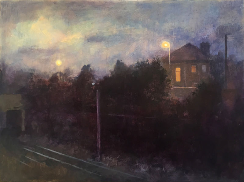 Looking across, oil on board