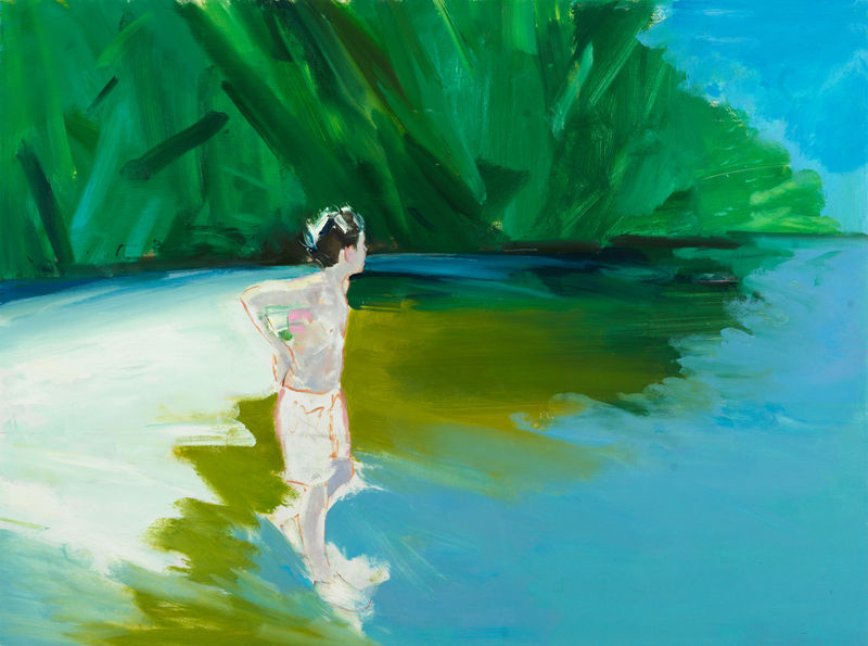 Gabhann Dunne, 'Liffey wolf', oil on gesso panel, 60 x 80cm