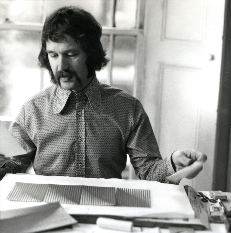 Richard Allen with his mosaic for the Chippenham College of Further Education, Worcester, 1960