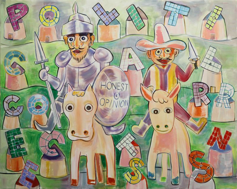 竹川宣彰Attacking Demons Disguised as Windmills 2018 キャンバスにアクリル 181.8 x 227.3 cm