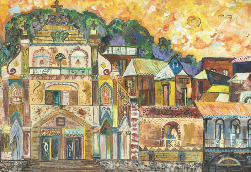 Church of Sto. Domingo, 1984 Oil on canvas 35 x 53 inches 98 x 136 cm