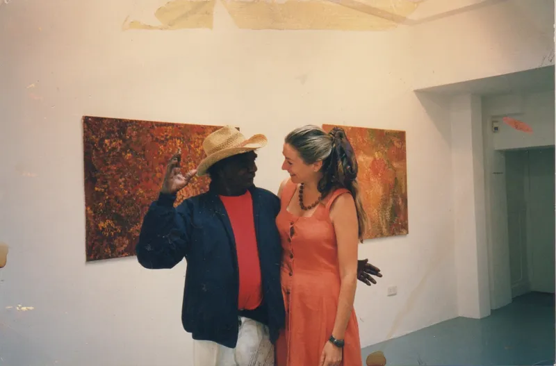 Rebecca Hossack at the gallery at 35 Windmill Street