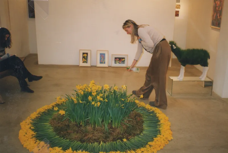 Rebecca Hossack at Nerys Johnson's exhibition at Rebecca Hossack Art Gallery at 35 Windmill Street