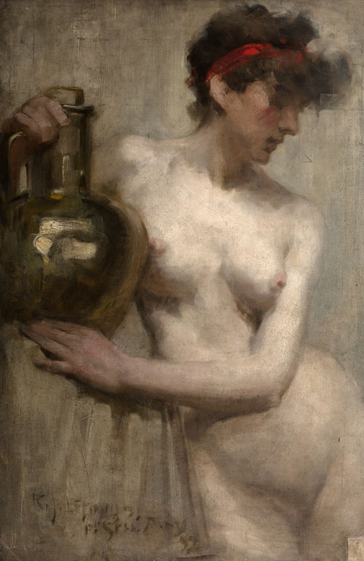 Female Nude with Brass Urn . RSA collections