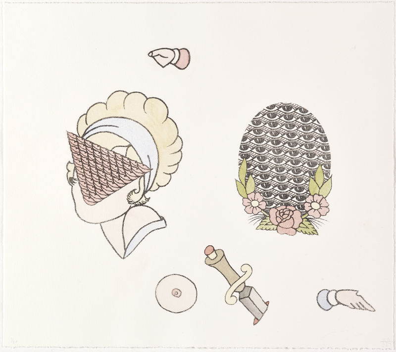 Jessica Harrison RSA (Elect), Flash (5), etching with watercolour wash, variable edition