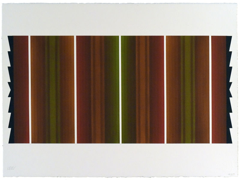 César A. Martínez, Serape: Pirulí 28 IX 23 (2), 2023, Signed lower left, dated lower right, Acrylic on Arches, watercolor paper, 22.5 x 30 in, 57.1 x 76.2 cm