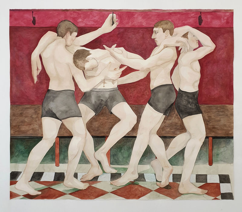 The Bullies, 2019, watercolour on paper, 152 x 170 cm