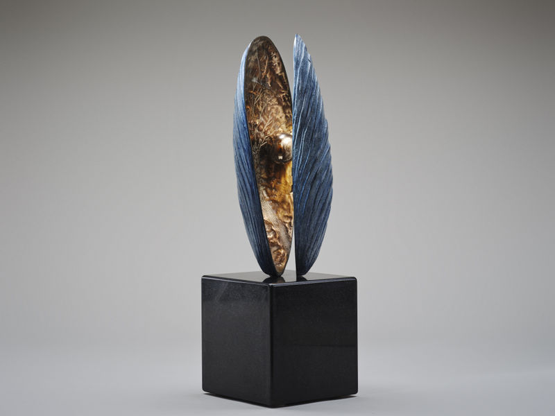 Breath I, bronze, nickel plate & black granite, 53 x 16 x 17cm