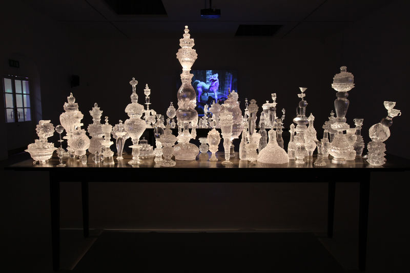 Djurberg & Berg glass sculptures and video installation