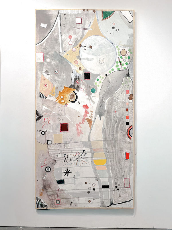 One of a group of new paintings in Cordy Ryman’s Brooklyn studio. (all photos courtesy the artist)