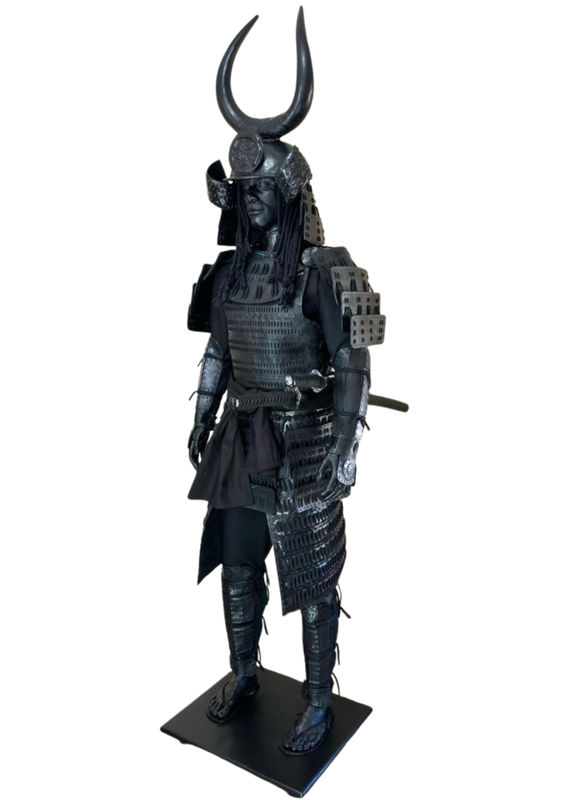 Obsidian Samurai sculpture by Nicola Roos