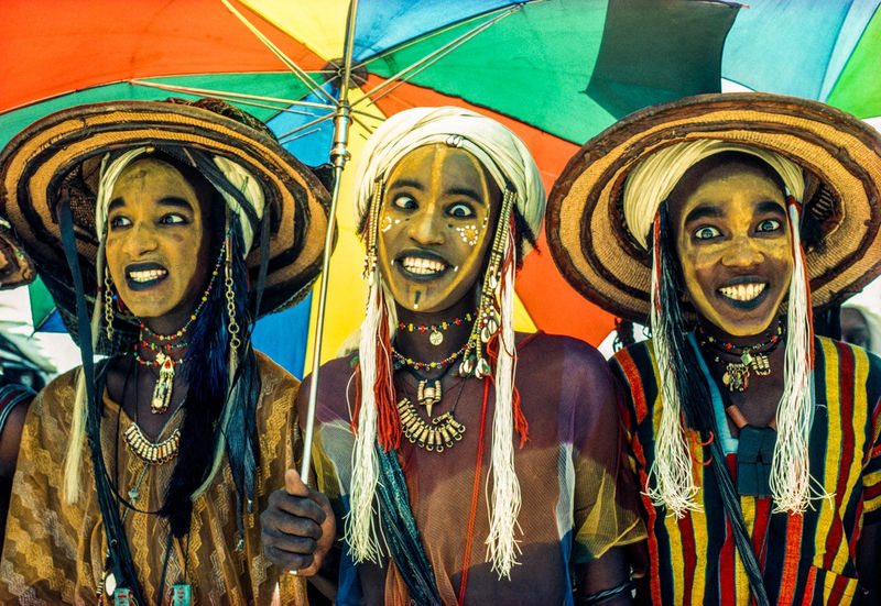 Carol Beckwith & Angela Fisher | Three Wodaabe Male Charm Dancers, Niger | 1981