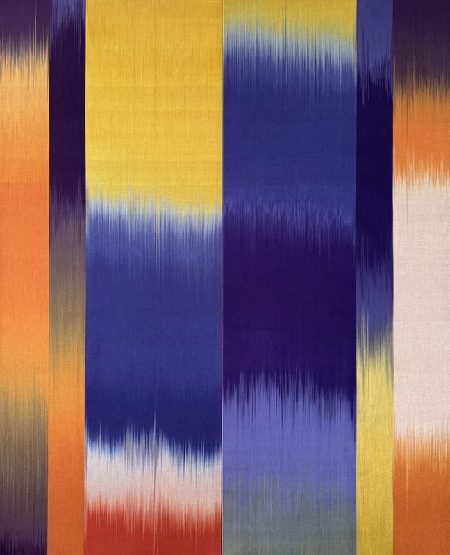 Yellow Violet Dynamics (2025). Hand dyed and woven viscose