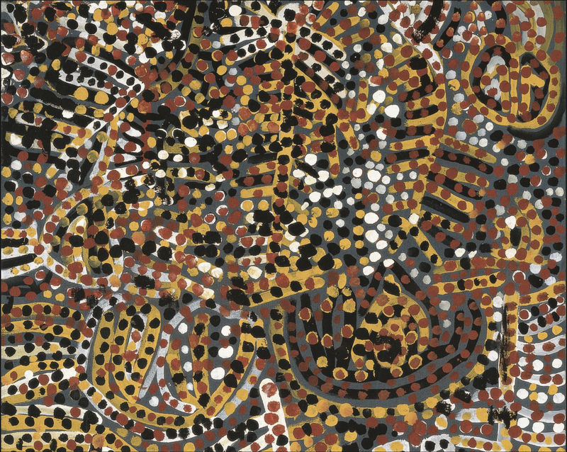 Things unexplained … detail of Emu Woman, 1988-89 by Emily Kam Kngwarray. Photograph: Emily Kam Kngwarray/Copyright Agency. Licensed by DACS 2025