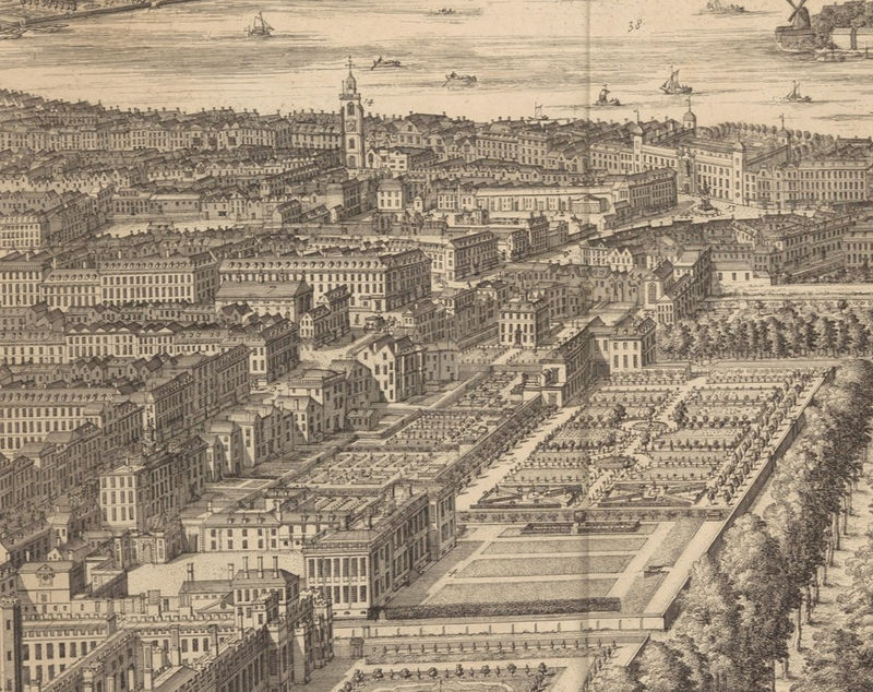 17th century map of London Pall Mall