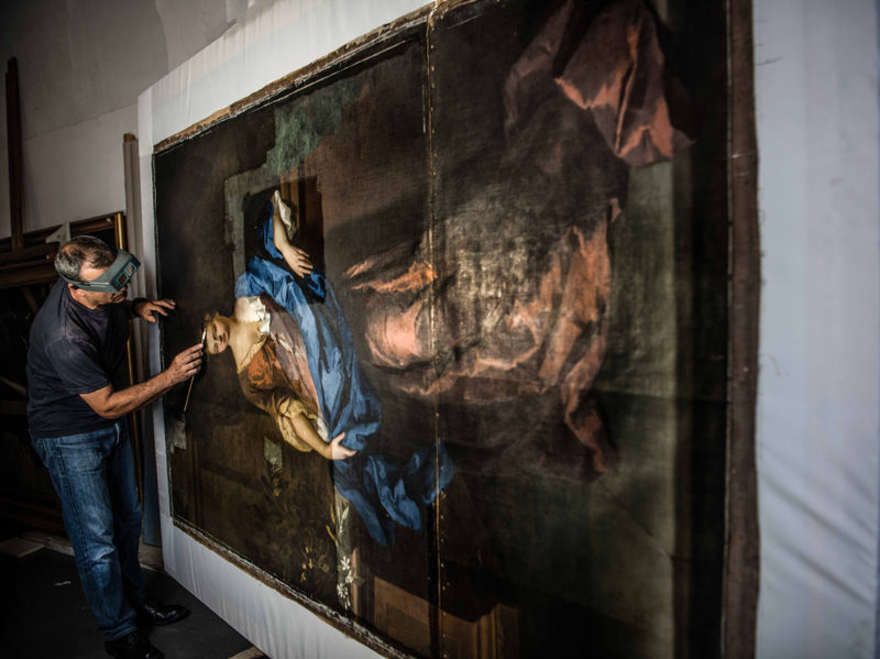 Conservators work to restore the Duchess of Devonshire to her former glory