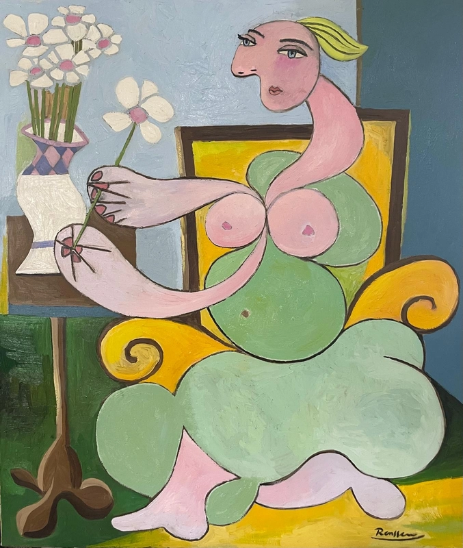 Erik Renssen, Size L | Woman putting flowers in vase, 2018