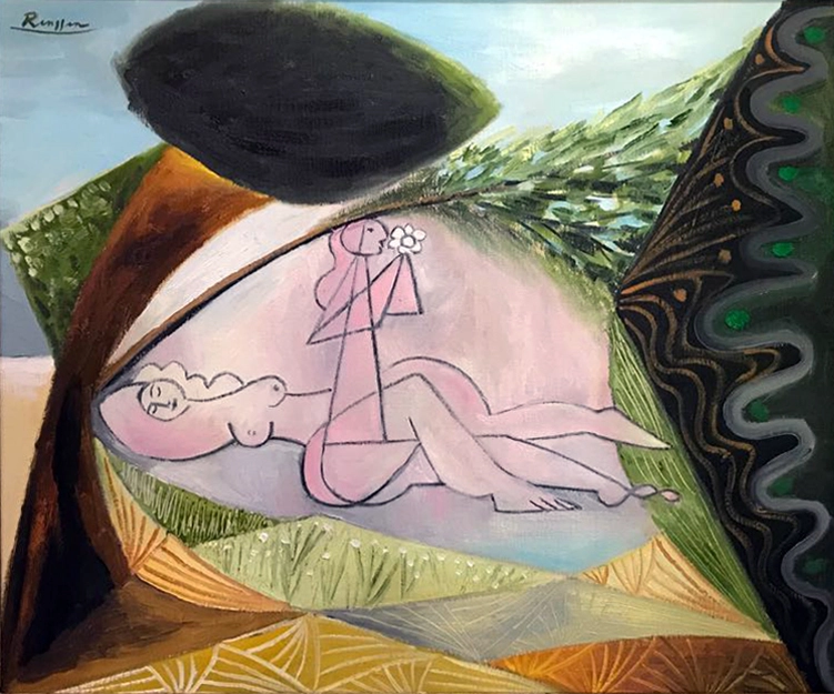 Erik Renssen, Two nudes under a tree, 2018