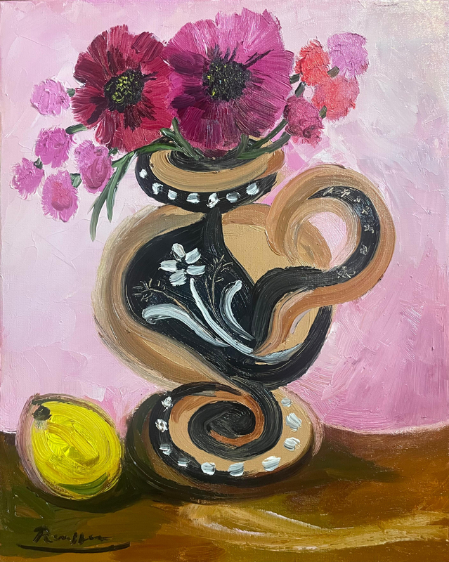 Erik Renssen, Size M | Pink flowers in a pitcher , 2026