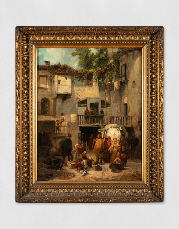 Giulio Gorra, Cortile con giocolieri, c.1850-1900