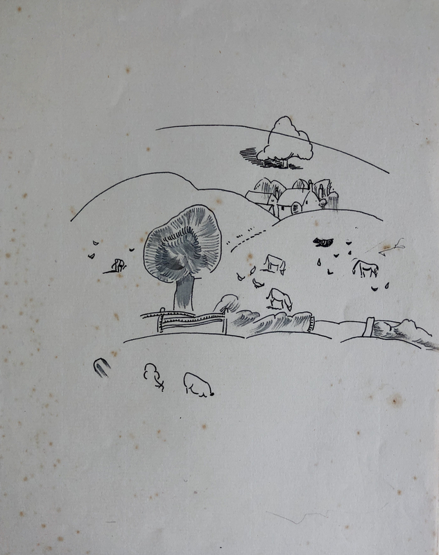 Doris Hatt (1890-1969)Hillside with Cattle, 1920's