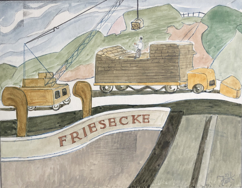 Doris Hatt (1890-1969)The Russian Boat, Watchet Harbour, Somerset, 1968