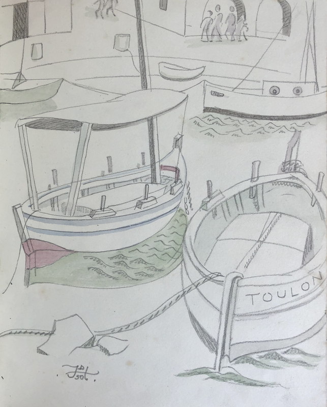 Doris Hatt (1890-1969)Harbour Boats, St. Tropez, 1950