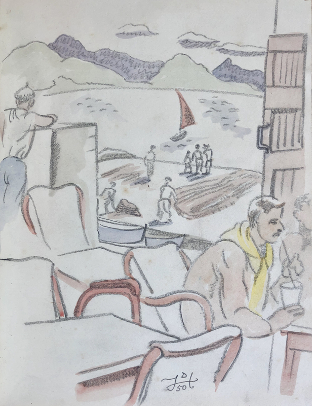 Doris Hatt (1890-1969)Café Terrace, St. Tropez, 1950