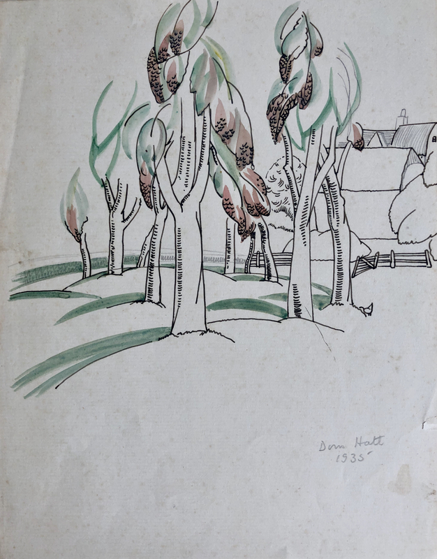 Doris Hatt (1890-1969)Trees and Farm, 1935