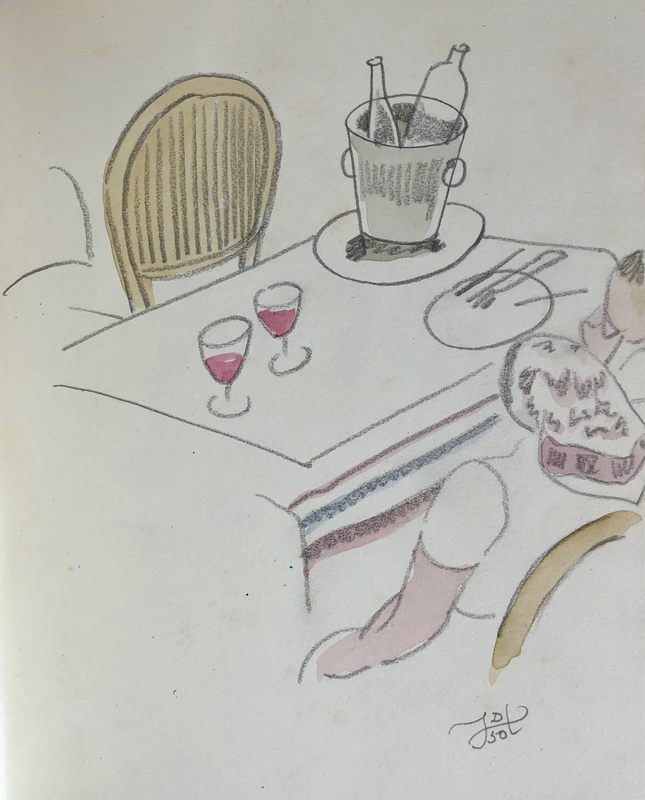 Doris Hatt (1890-1969)Café Table with Wine Glasses, St. Tropez, 1950