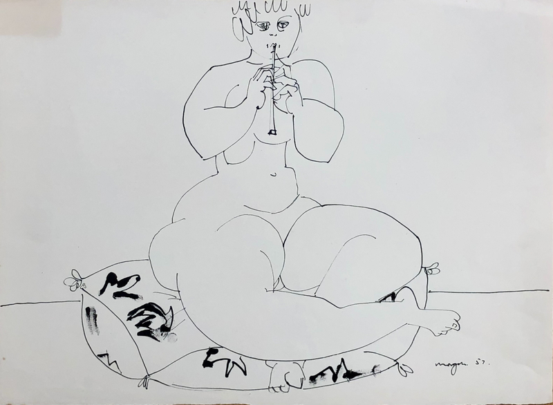 Glyn Morgan, Nude Playing a Flute IV, 1952