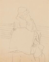 Gwen John (1876-1939)Woman in a railway carriage reading a newspaper, c. 1915