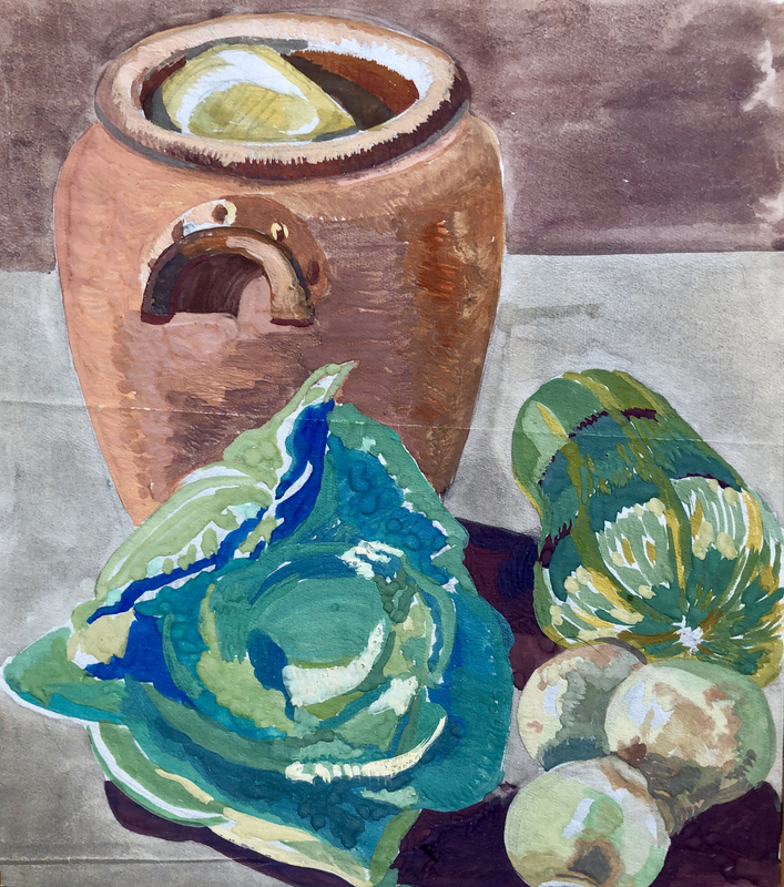 Doris Hatt (1890-1969)Still Life with Urn and Cabbage, 1920's
